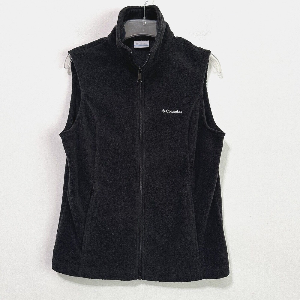 Columbia Fleece Vest Womens Medium Hiking Bodywarmer Outdoor Sleeveless Black